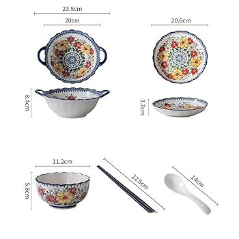 花柄大皿5枚セットとスプーン4本 Amazon.co.jp: 食器セット 碗皿セット 花柄 ギフトボックス付き